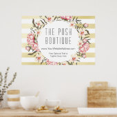 Moderne goldene Streifen und rosafarbene Rose Klei Poster (Küche)