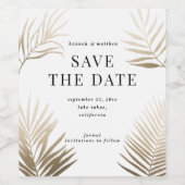 Moderne goldene Tropenblattklasseln, stilvolle Hoc Weinetikett (Einzelnes Label)