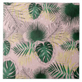 Moderne goldene tropische Blätter und Doddles Desi Fliese (Vorderseite)