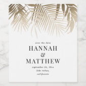 Moderne goldene tropische Blattklassik Save the Da Weinetikett (Einzelnes Label)