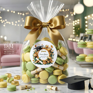Moderne goldene Tulpen Blumenrand Abschlussfeier Runder Aufkleber