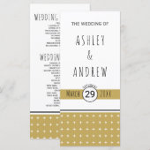 Moderne goldene Typografie geometrisches Hochzeits Programm (Vorne/Hinten)