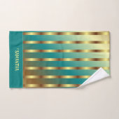 Moderne goldene und Aquamarin blaue Streifen Badhandtuch Set (Handtuch)