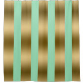 Moderne goldene und grüne Streifen Duschvorhang (Vorderseite)