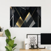 Moderne goldene und schwarze Abstraktion Poster (Heimbüro)