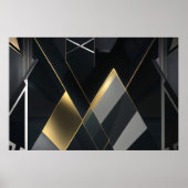 Moderne goldene und schwarze Abstraktion Poster (Vorne)