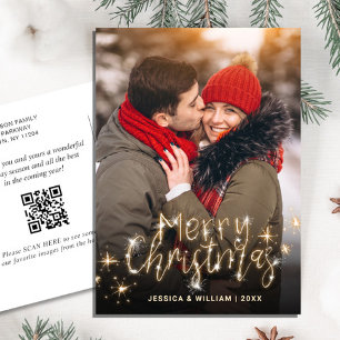 Moderne goldene Urlaubs-FOTO Weihnachtsgrüße Postkarte