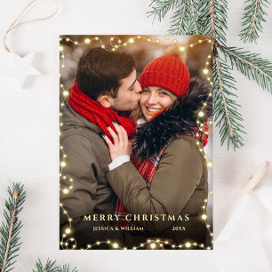 Moderne goldene Urlaubs-FOTO-Weihnachtsgrüße Postkarte