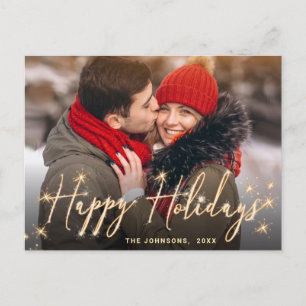 Moderne goldene Urlaubsfoto-Weihnachtsgrüße Postkarte