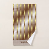 Moderne goldene vertikale Linien braun glänzen Badhandtuch Set (Handtuch)