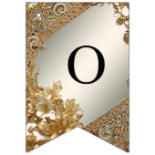 Moderne goldene Verzierte Blütenflagge Wimpelkette (Zweite Fahne)