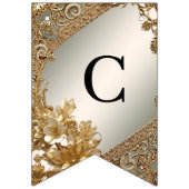 Moderne goldene Verzierte Blütenflagge Wimpelkette (Erste Fahne)