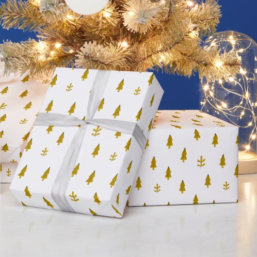 Moderne goldene Weihnachtsbäume Geschenkpapier (Feiertage)