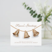 Moderne goldene Weihnachtsglocken | Die Grüße der Postkarte (Stehend Vorderseite)