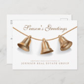 Moderne goldene Weihnachtsglocken | Die Grüße der Postkarte (Vorne/Hinten)