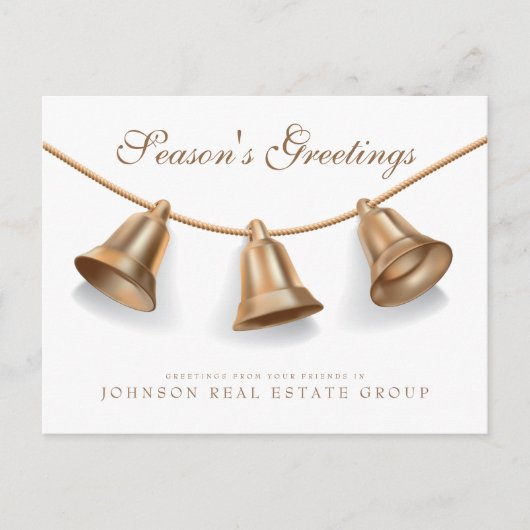 Moderne goldene Weihnachtsglocken | Die Grüße der Postkarte (Vorderseite)