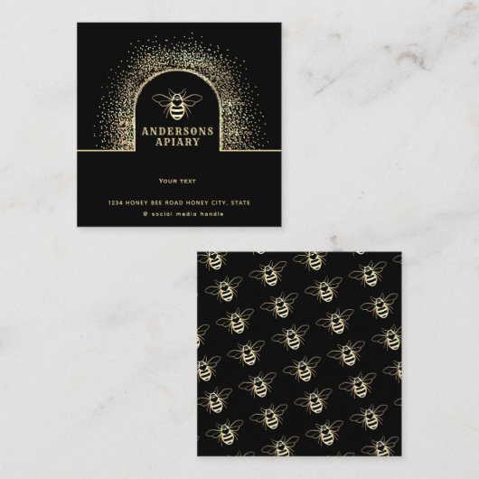 Moderne goldfarbene Bienenpflanze Quadratische Visitenkarte (Vorne/Hinten)