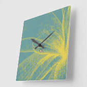 Moderne goldfarbene Blume 1 Akryllische Printmedie Quadratische Wanduhr (Winkel)