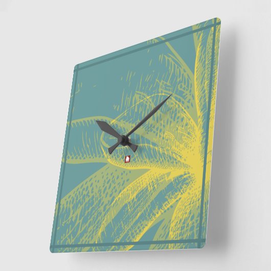 Moderne goldfarbene Blume 1 Akryllische Printmedie Quadratische Wanduhr (Winkel)