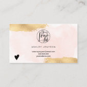 Moderne goldfarbene Bürste Rosa Logo, danke Visitenkarte (Rückseite)