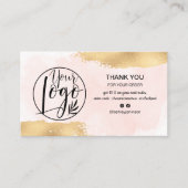 Moderne goldfarbene Bürste Rosa Logo, danke Visitenkarte (Vorderseite)