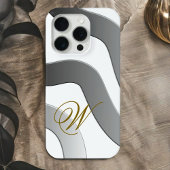 Moderne goldfarbene Monogramm abstrakte Graulinie Case-Mate iPhone Hülle