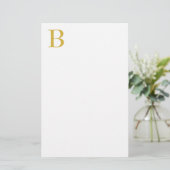Moderne Goldfarbene Monogramm-Initiale mit Namen Briefpapier (Stehend Vorderseite)