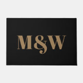 Moderne goldfarbene Monogramm-Markierungen Fußmatte (Vorderseite)