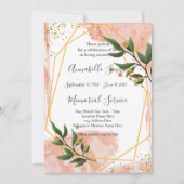 Moderne goldfarbene Rahmen mit grüner BlüteLounge Einladung (Vorderseite)