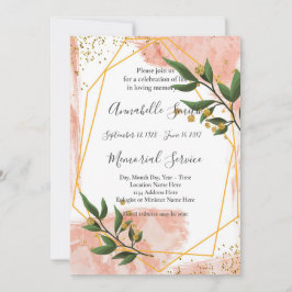 Moderne goldfarbene Rahmen mit grüner BlüteLounge Einladung