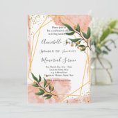 Moderne goldfarbene Rahmen mit grüner BlüteLounge Einladung (Stehend Vorderseite)