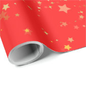 Moderne goldfarbene rote Muster festlich elegant Geschenkpapier (Rolleneckpunkt)