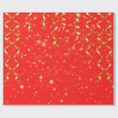 Moderne goldfarbene rote Muster festlich elegant Geschenkpapier (Flach)