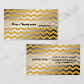 Moderne, goldfarbene und graue Zickzack Optik Visitenkarte (Vorne/Hinten)