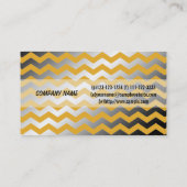 Moderne, goldfarbene und graue Zickzack Optik Visitenkarte (Rückseite)