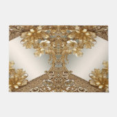 Moderne goldfarbene Verzierte Blumenmatte Fußmatte (Vorderseite)