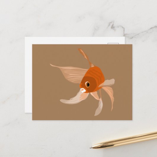Moderne Goldfish Minimalistisch Vector Illustratio Postkarte (Vorderseite/Rückseite Beispiel)