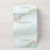 Moderne Goldflecks Aquamarine Wasserfarbenhochzeit All In One Einladung (Außenbereich)