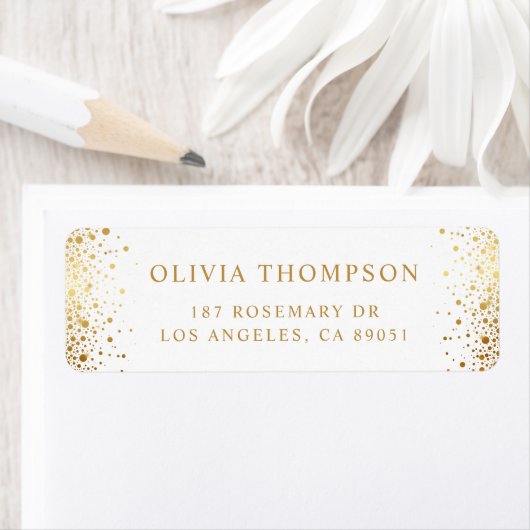 Moderne Goldfoil Confetti Dots White Wedding (Insitu)