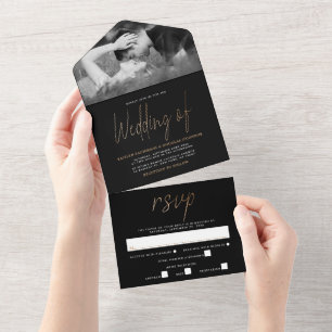 Moderne Goldfoil-Hochzeit All In One Einladung