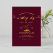 Moderne Goldfoil Script Black Foto Hochzeit Folieneinladung (Stehend vorne)