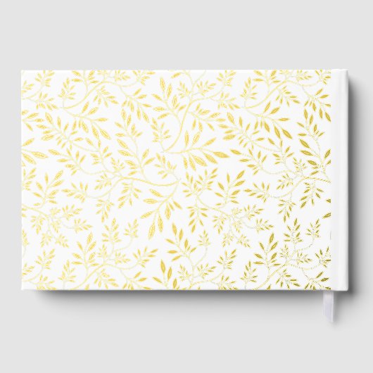 Moderne Goldfolie-Blätter und Rahmenhochzeit Gästebuch (Rückseite)