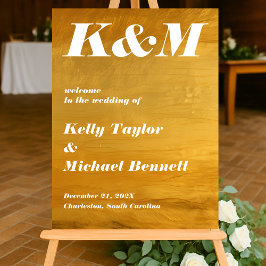 Moderne Goldfolie Blick Winter Willkommen Acrylschild