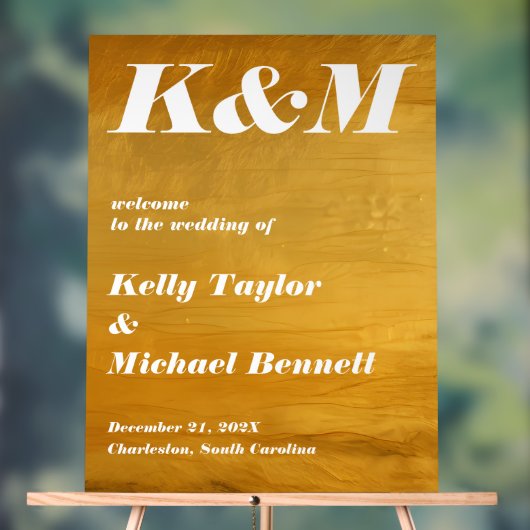 Moderne Goldfolie Blick Winter Willkommen Acrylschild (Neutral)