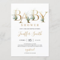 Moderne Goldfolie Buchstaben Grün Blätter Babydusc