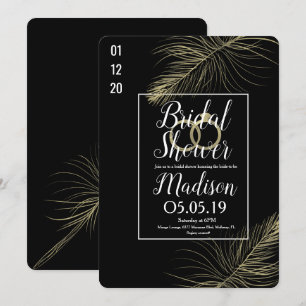 Moderne Goldfolie-Feder Schwarze Hochzeitsfeier Einladung