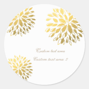 Moderne Goldfolie Floral Weiße Elegante Aufkleber