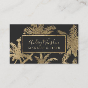 Moderne Goldfolie graue Palme Makeup Haar Drehbuch Visitenkarte