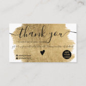 Moderne Goldfolie Pinselstrich Reihenfolge danke Visitenkarte (Vorderseite)