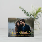 Moderne Goldfolie Save the Date Foto Hochzeitsfoli Folie Einladungspostkarte (Stehend vorne)
